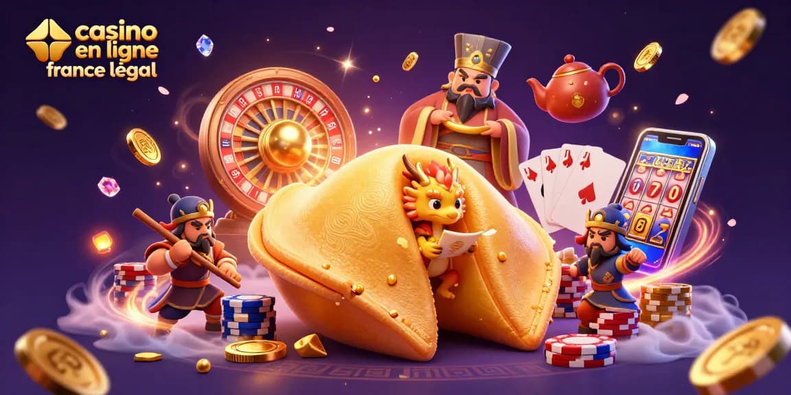 Jouez au casino en ligne France légal avec une illustration de fortune de jeu animée pleines de détails.