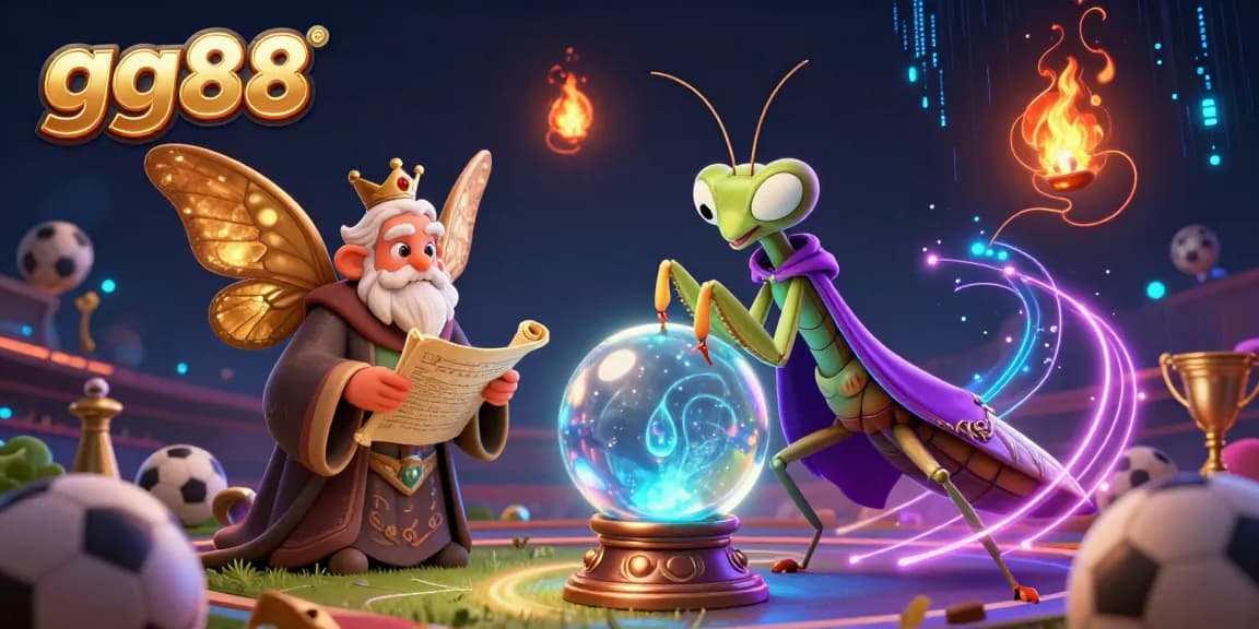 Place your bets with gg88 at this vibrant sports betting illustration featuring unique characters and elements.