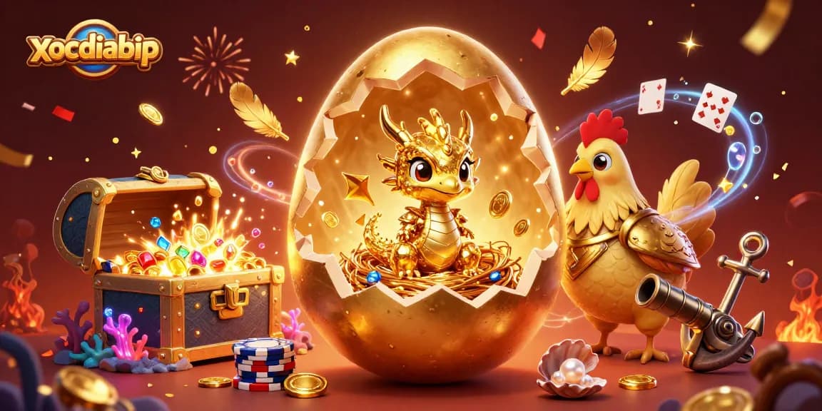 Xocdiabip illustrates a golden baby dragon surrounded by poker chips, celebrating a big win.