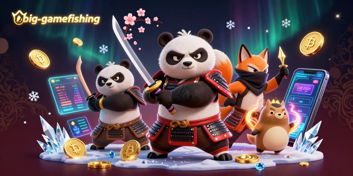Experience big-gamefishing thrills with vibrant characters and glowing coin elements in a dynamic scene.