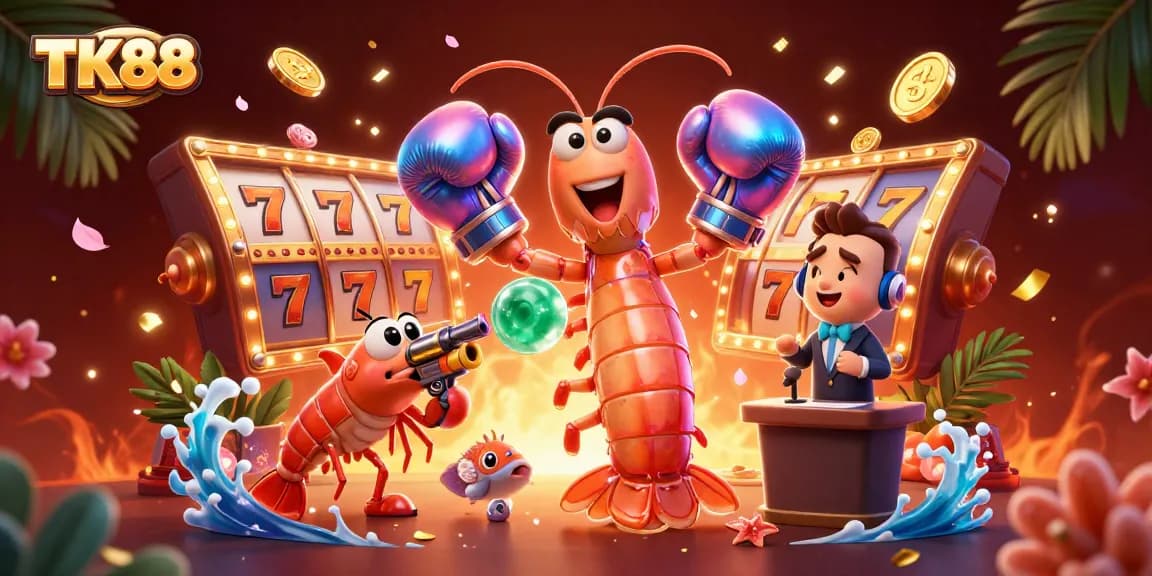 TK88 showcases an exciting slot gaming scene with vibrant characters and dynamic elements