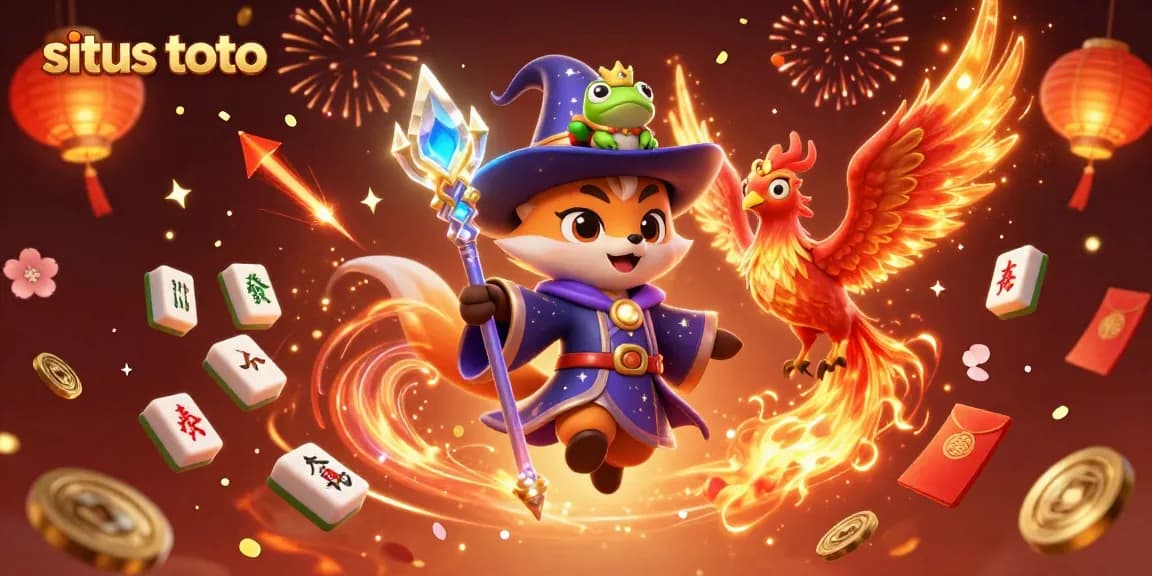 Engage in situs toto gaming with a vibrant 3D scene featuring magical characters and casino elements.