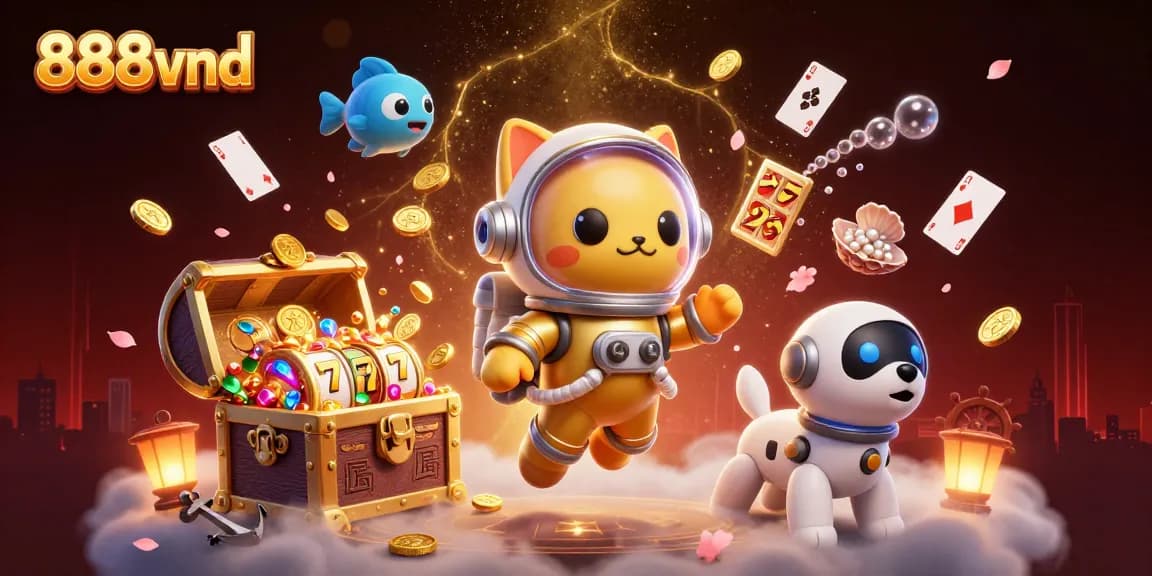 Experience thrilling gaming adventures with 888vnd, featuring dynamic casino elements and vibrant characters.