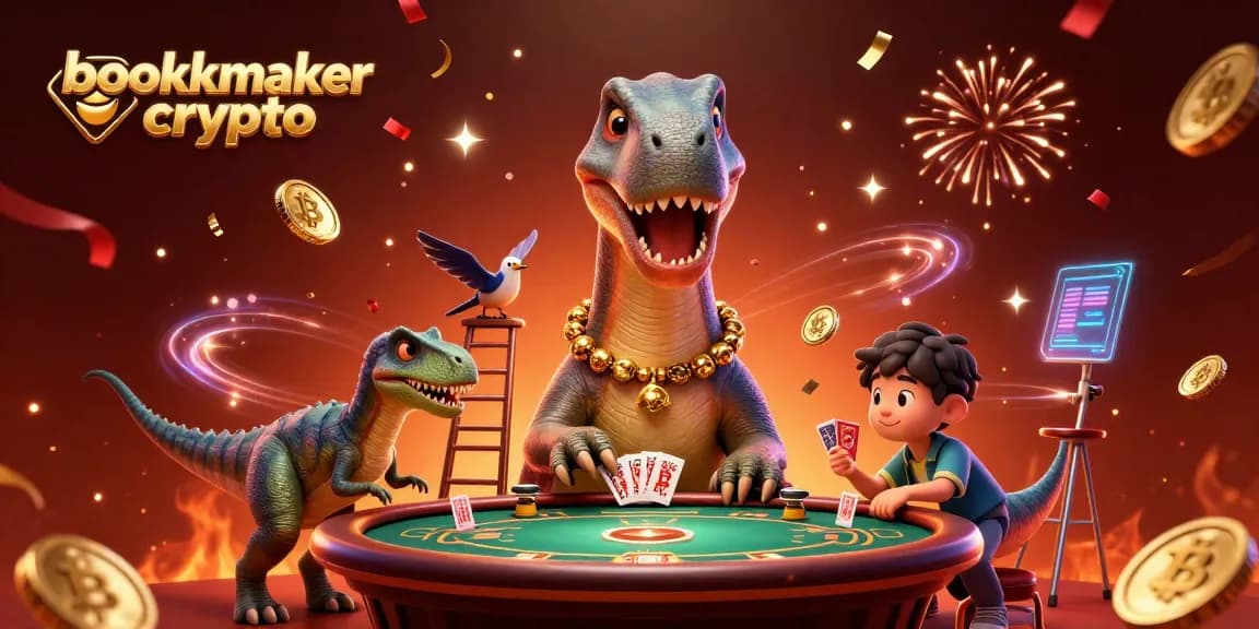 Le bookmaker crypto offre une scène animée avec un brontosaurus et un raptor aux cartes.