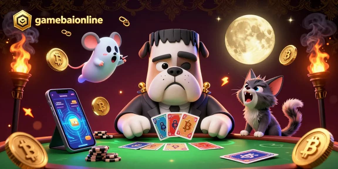 Engage in thrilling gameplay at gamebaiionline with a captivating casino illustration featuring vibrant characters.