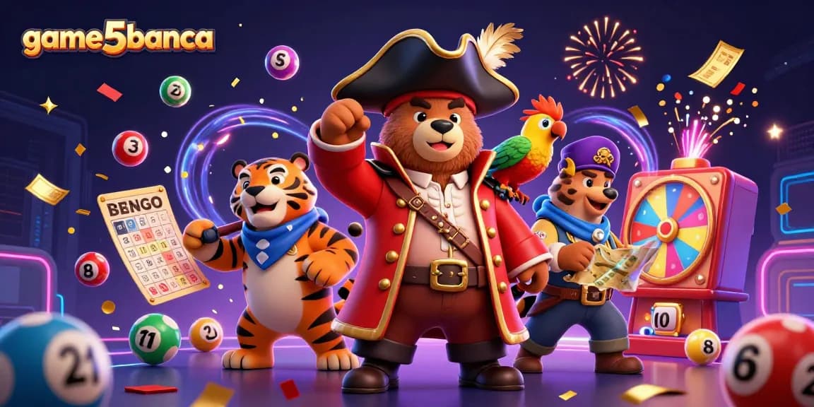 Engage in dynamic gameplay with game5banca showcasing colorful lottery elements and thrilling characters.