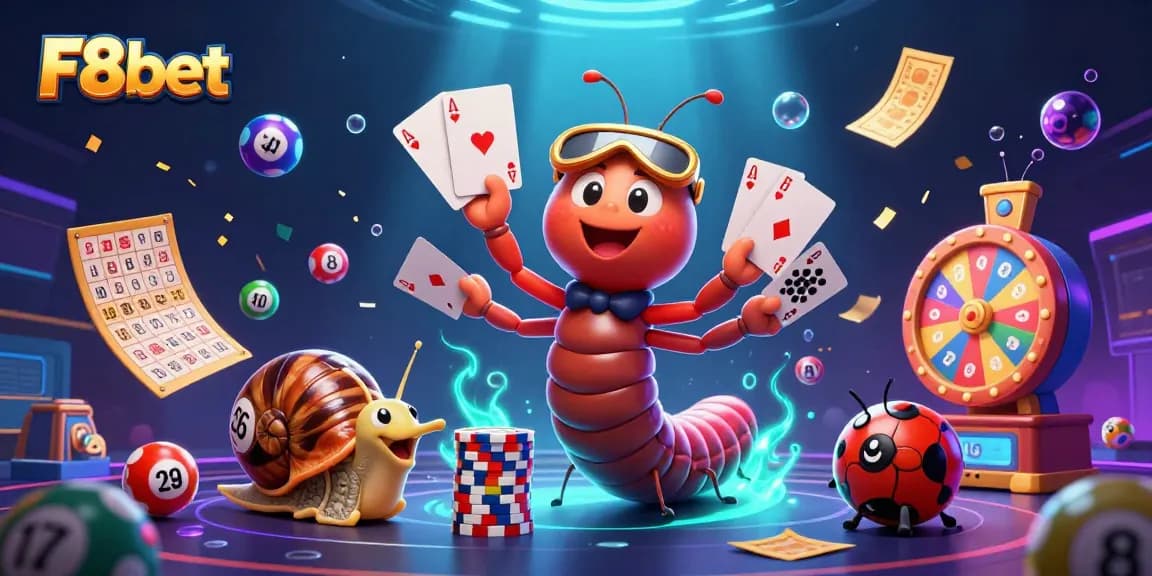 Experience thrilling gameplay with F8bet as lively characters burst with excitement in a vibrant casino scene.