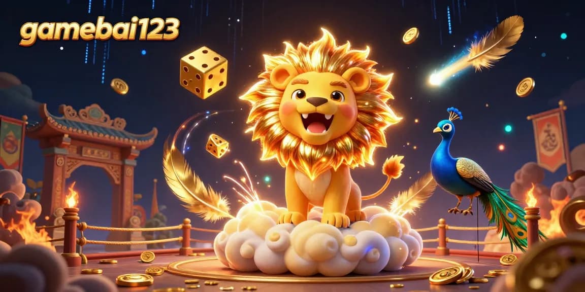 Engage in thrilling gameplay at gamebai123 with a vibrant 3D casino scene showcasing dynamic characters and gambling elements.
