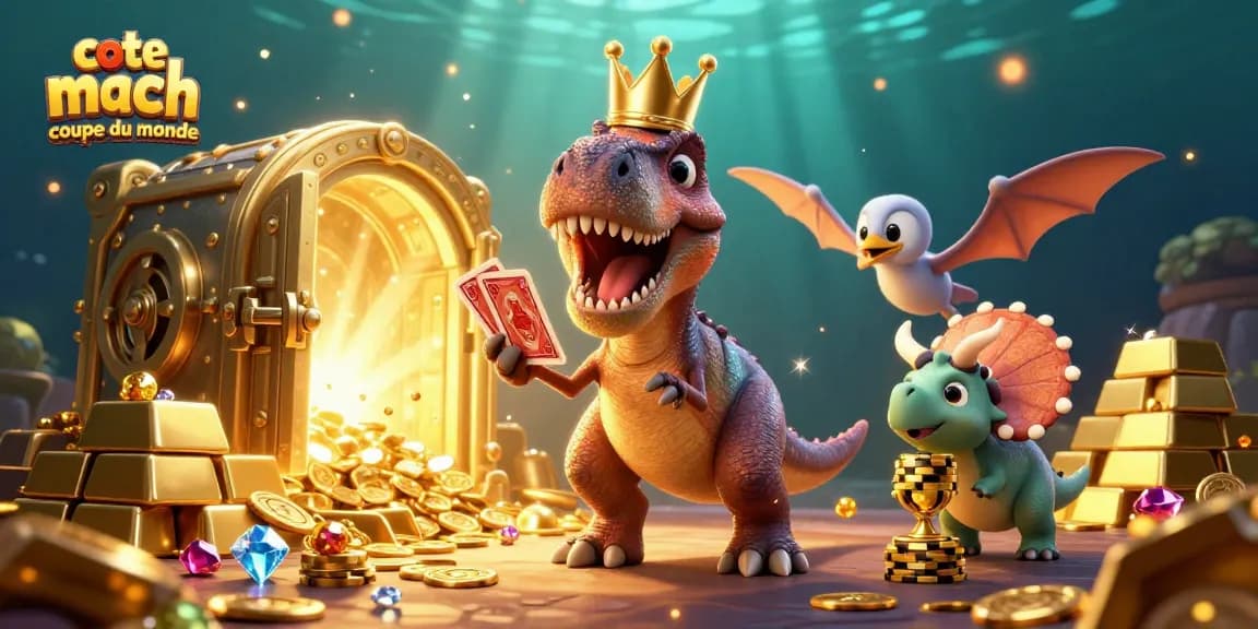 Pariez sur les cotes match Coupe du Monde avec des personnages 3D dans un décor dynamique de casino.
