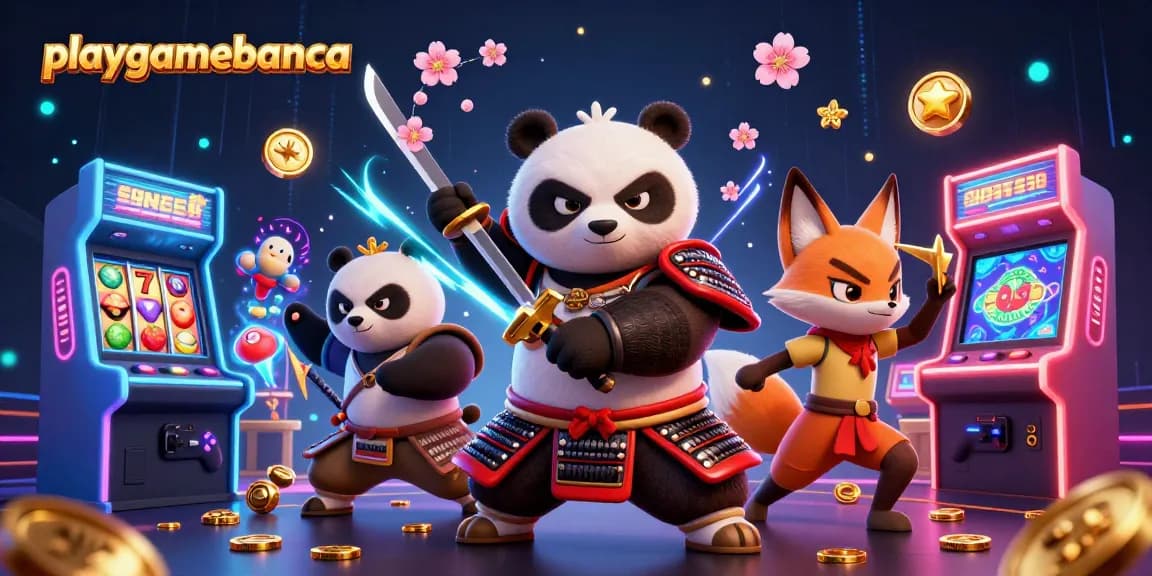 Experience wins at playgamebanca with a vibrant 3D casino scene showcasing action and gaming elements.