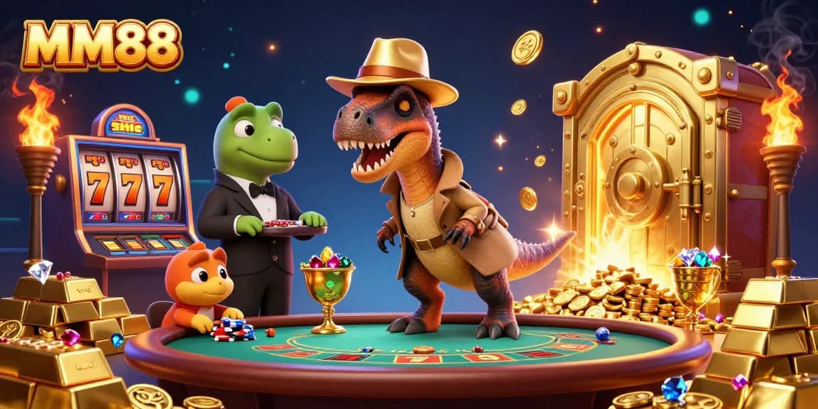 MM88 velociraptor card counter engaging in a thrilling blackjack game with dazzling casino elements.