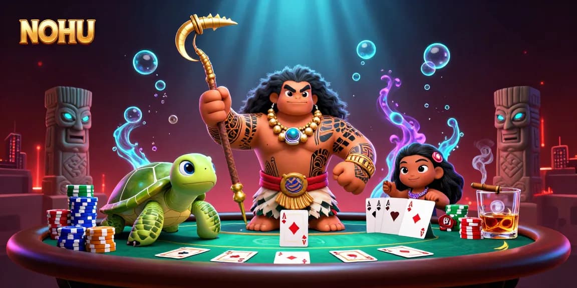 Experience NOHU's thrilling casino adventure featuring vibrant characters and dynamic poker gameplay.