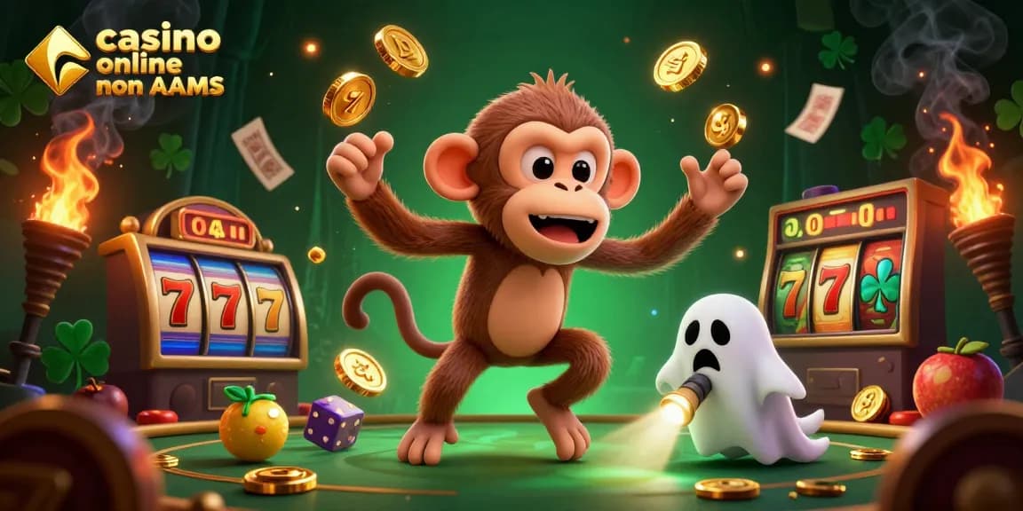 Giocando in un casinò online non AAMS con un monaco poltergeist e tanti oggetti d'oro volanti.
