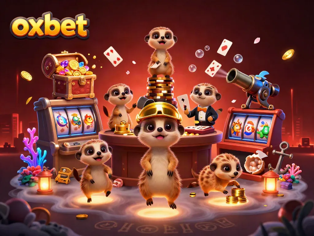 Experience the vibrant casino atmosphere with oxbet’s imaginative meerkat characters engaging in games and treasure.