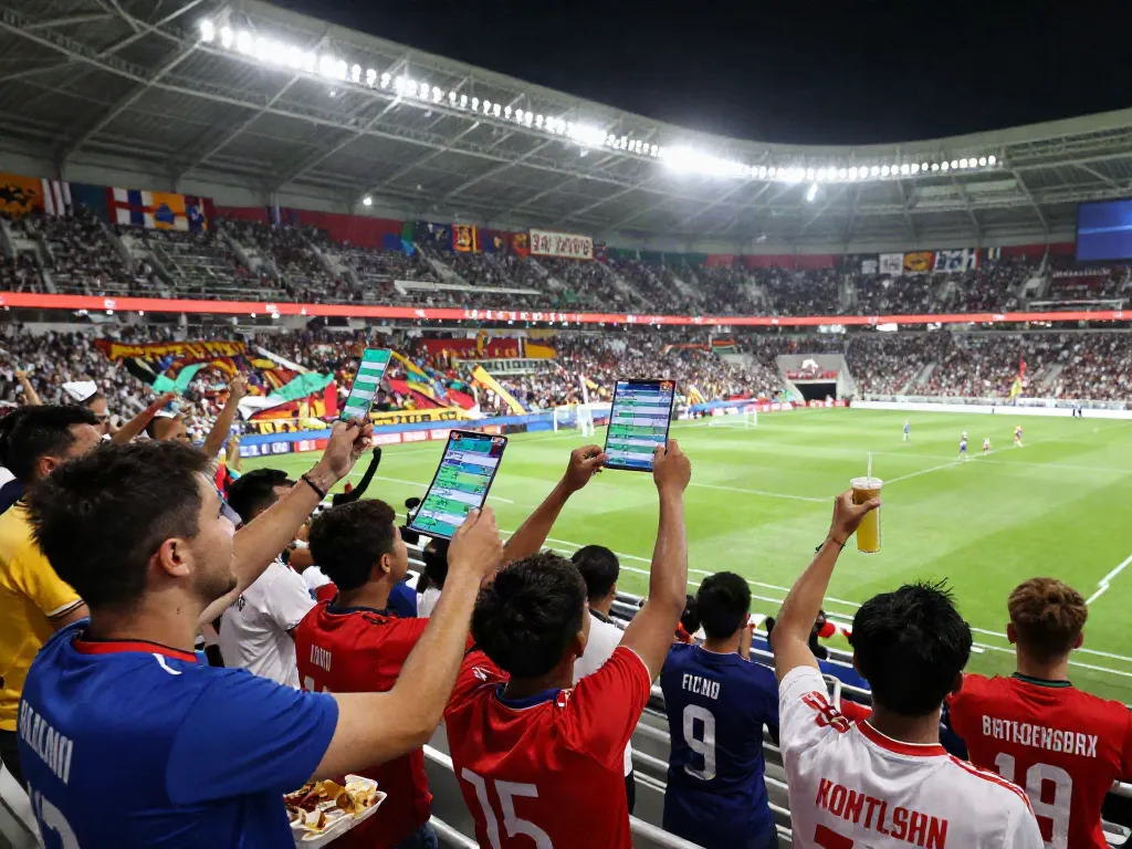 오버언더 배팅의 흥미로운 순간, 축구 팬들이 응원하는 장면