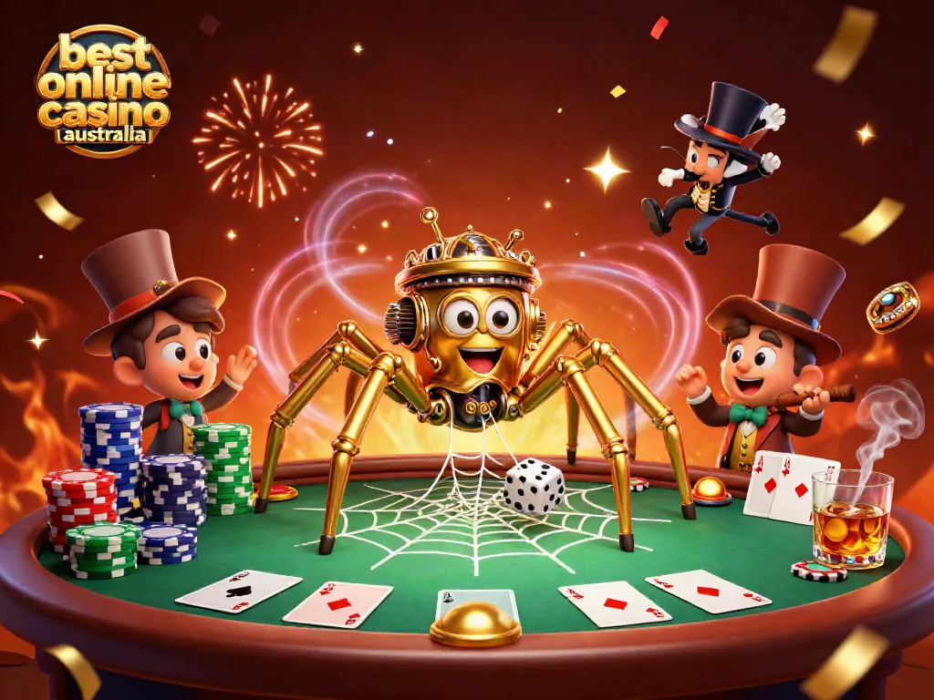 Experience the thrill at the best online casino Australia with vibrant 3D characters and poker elements.