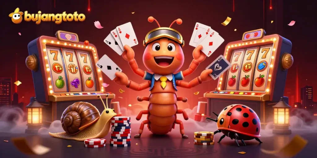 Engage with bujangtoto's excitement as a colorful 3D cartoon dealer and characters animate the casino scene.
