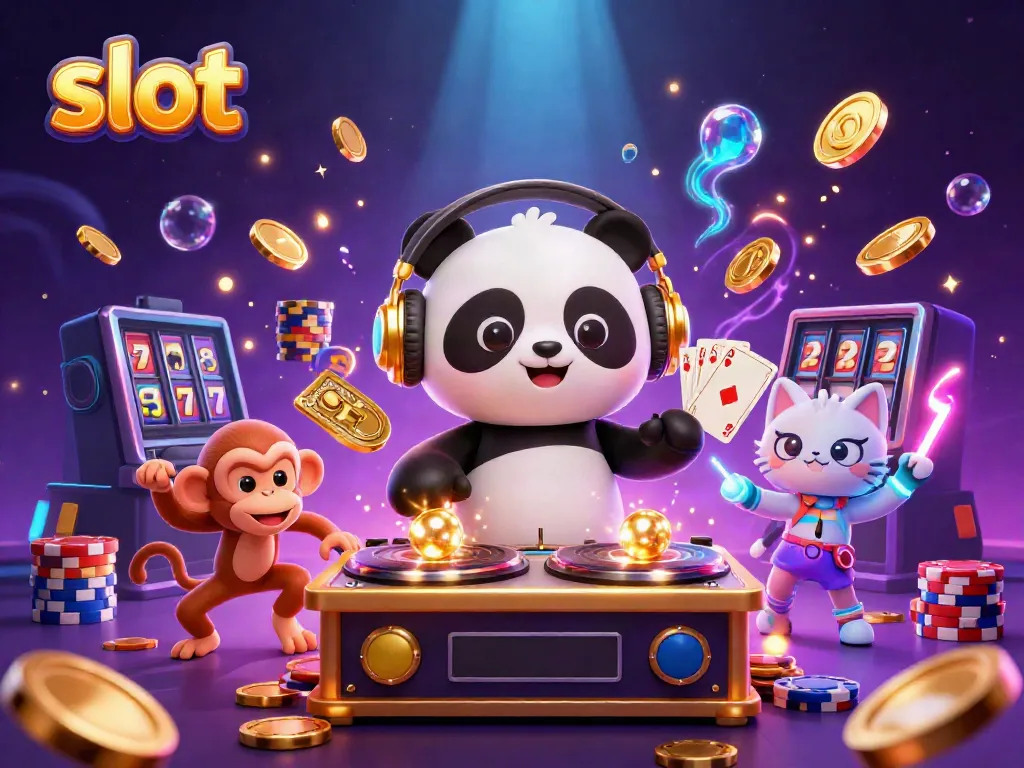 Mengguncang slot, DJ panda dan monyet berjoget di tengah suasana permainan kasino yang semarak