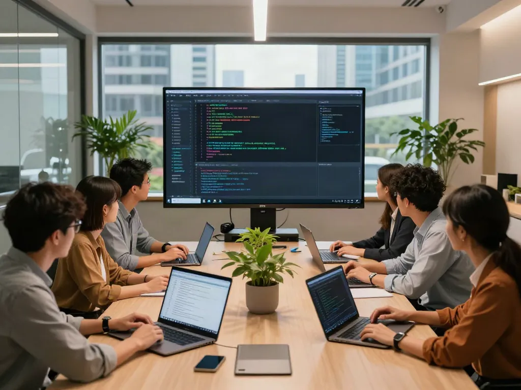 Dynamic workspace showcasing team collaboration with a dataset search tool.