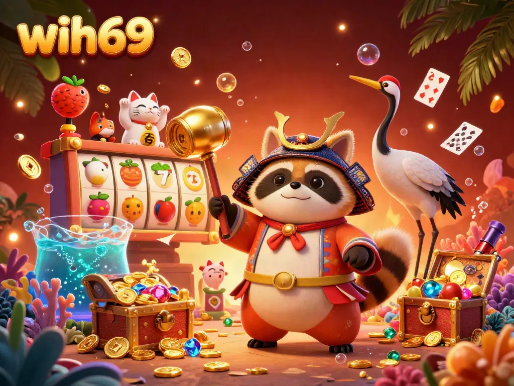 Wih69 mempersembahkan permainan slot yang penuh keberuntungan dengan tokoh kartun berkostum festival Jepang.