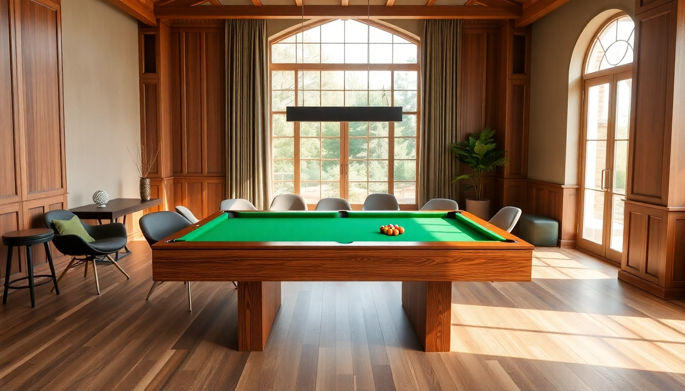 Buy Pool Tables in a beautifully designed game room showcasing elegance and warmth.