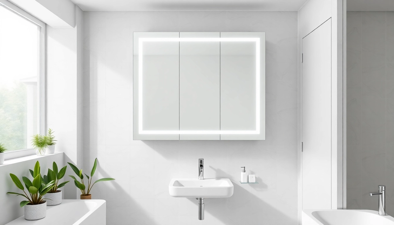 Optimized badezimmer spiegelschränke beleuchtung in a stylish bathroom setting with natural light.