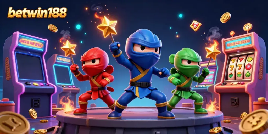 Geng ninja chameleon beraksi untuk menemukan link alternatif BETWIN188 pada latar belakang kasino
