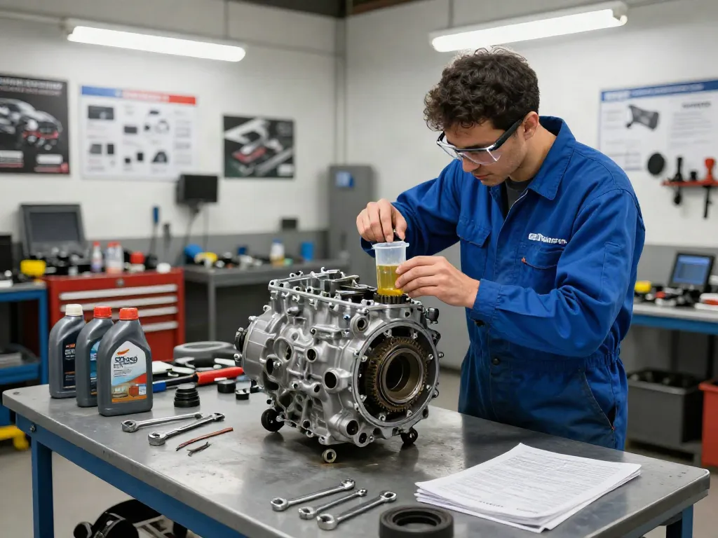 cd009 transmission for sale in technician's automotive workshop, showcasing quality inspection process